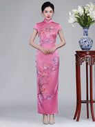 Hand-embroidery, 30 mome mulberry silk, high-end long Qipao