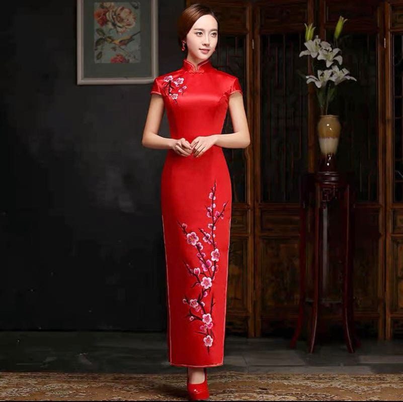 Plum bossom embroidery, Chinese Sequins prom long dress
