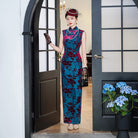 Old Shanghai style, plus size, floral long Cheongsam