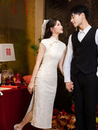 Floral pattern, lace  mid-length Cheongsam