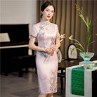 Floral pattern, plus size midi Cheongsam