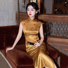Chinese retro style, floral gold midi Cheongsam