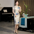 Plus size, floral pattern, midi Cheongsam