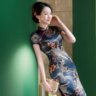 Wave Pattern, 19 mome mulberry silk, high-end long Cheongsam