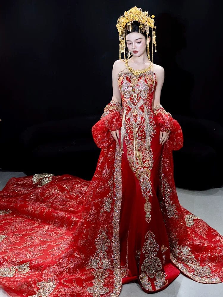 Hand made, Tub top embroidery Qipao set, luxury Qipao set