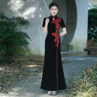 Plus size, leaf embroidery, water-drop collar prom long Qipao