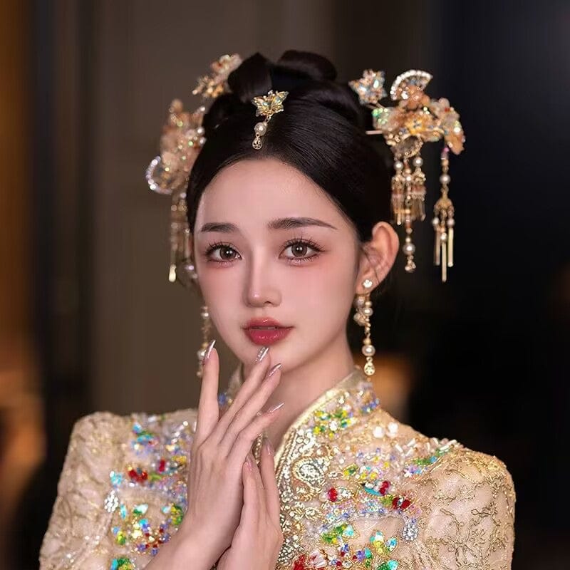 Traditional Chinese bridal headwear set