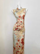 New Chinese style (新中式), floral pattern midi Cheongsam