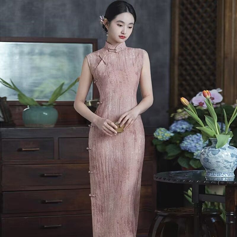Tencel linen fabric, daily midi Cheongsam