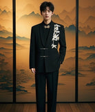 Gold bamboo leaf pattern, High-end Men's Chinese Tang Suit Jacket