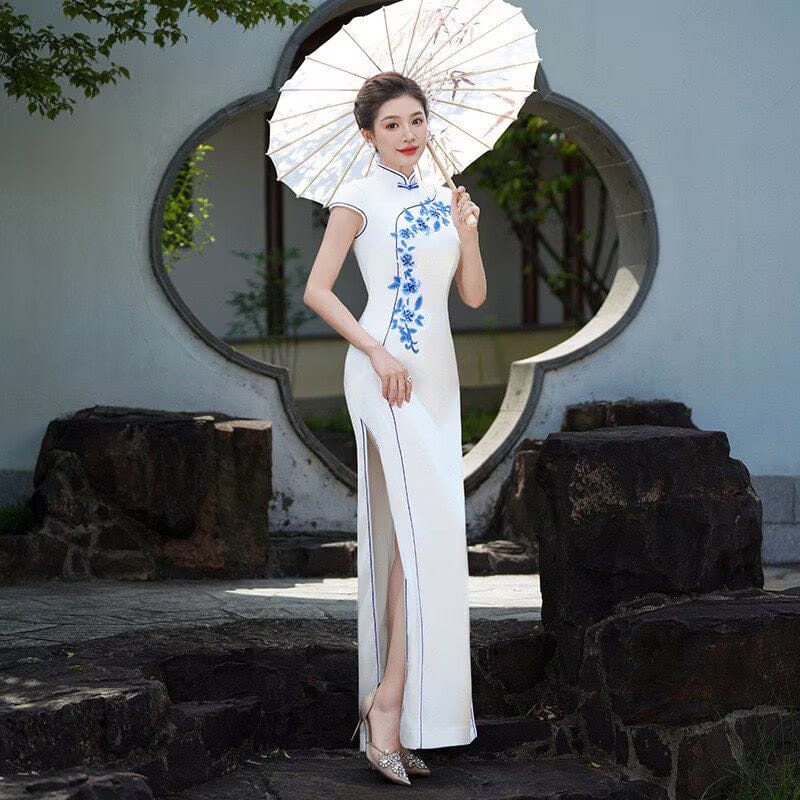 Floral pattern plus size long Cheongsam