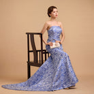 Exclusive designer collection，Blue and white porcelain, tube brocade fishtail cheongsam