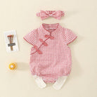 Chinese outfit for baby, plaid baby Tang Jumpsuit