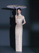 Jacquard satin fabric, high-end long Cheongsam
