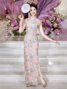 Plus size, Floral pattern, wedding pink long Cheongsam
