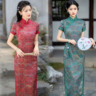 Auspicious Cloud Pattern, silk long Cheongsam