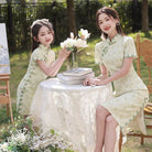 Parent-child Chinese outfit, floral pattern midi Cheongsam