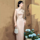Glamorous Leaf embroidery long Cheongsam
