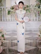 Andrea Butterfly long Cheongsam with Shawl Set