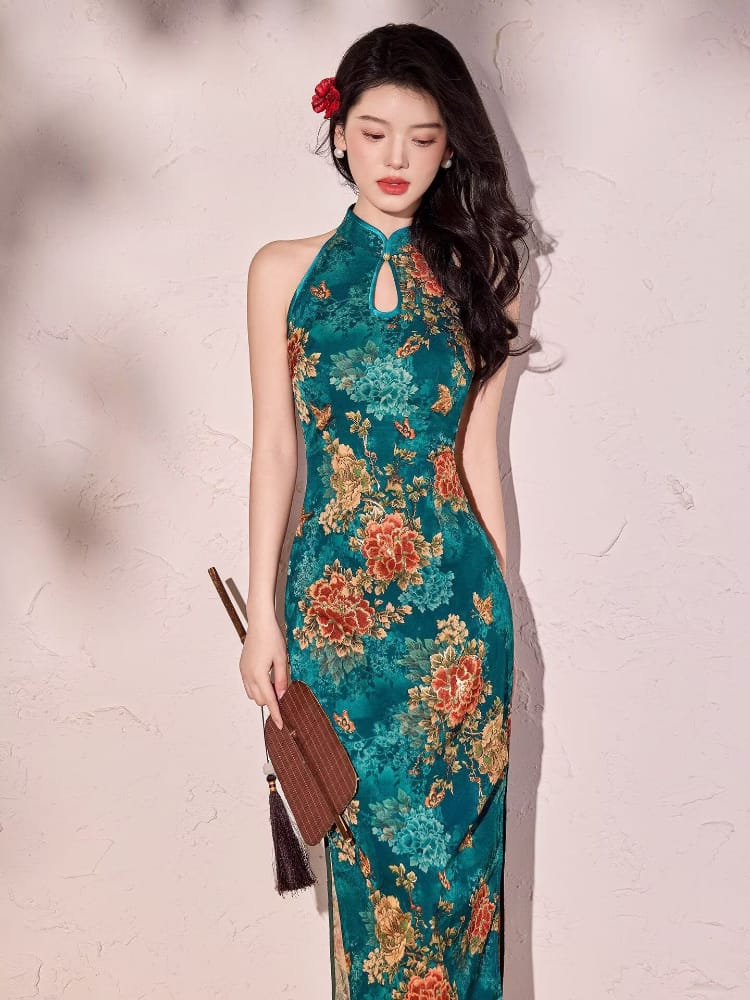 Seraphine Peony long Cheongsam