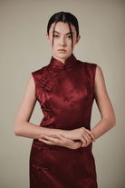 Exclusive designer collection, bamboo satin long Qipao