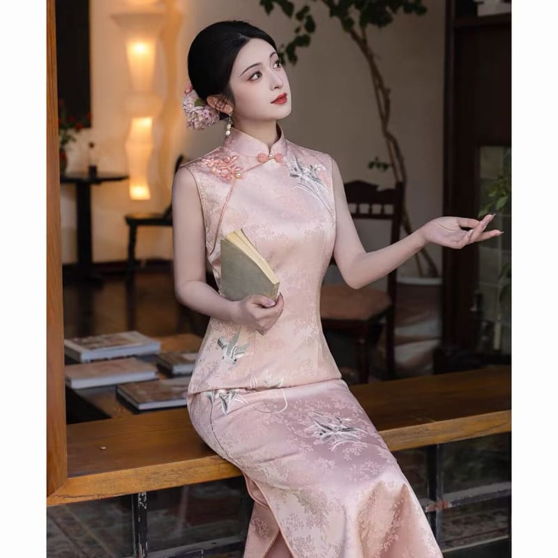 Selena Floral Acetate midi Cheongsam