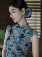 Serena Floral Flocking long Cheongsam