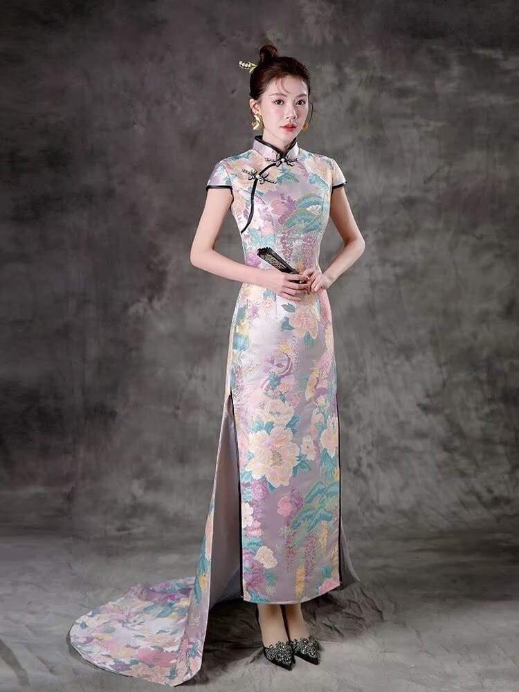 Elena High-end Chinese Evening Gown, Runway & Banquet Cheongsam