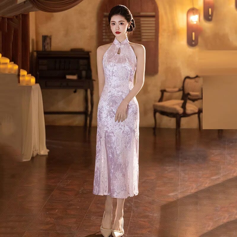 Laura Sweetest velvet midi Cheongsam