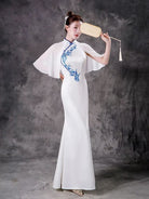Josephine Mermaid Cheongsam with Sheer Overlay