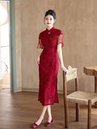 Lilliana Gorgeous Chinese Bridal Midi Cheongsam Set