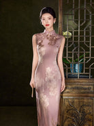 Phoebe floral pink midi Cheongsam