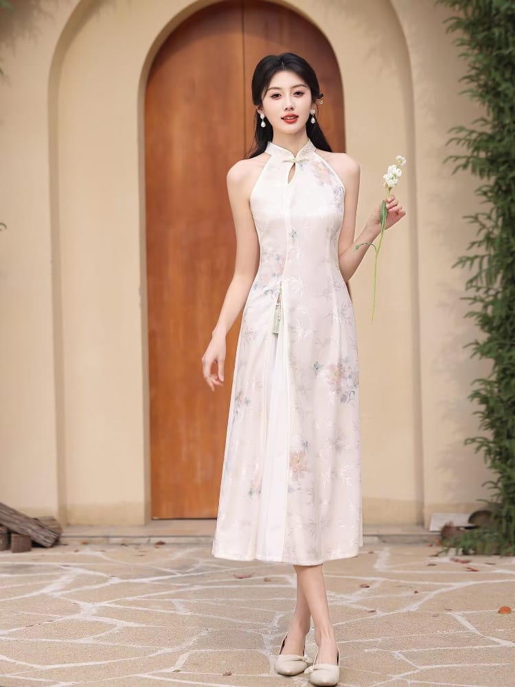 Lili Halter lace midi Cheongsam
