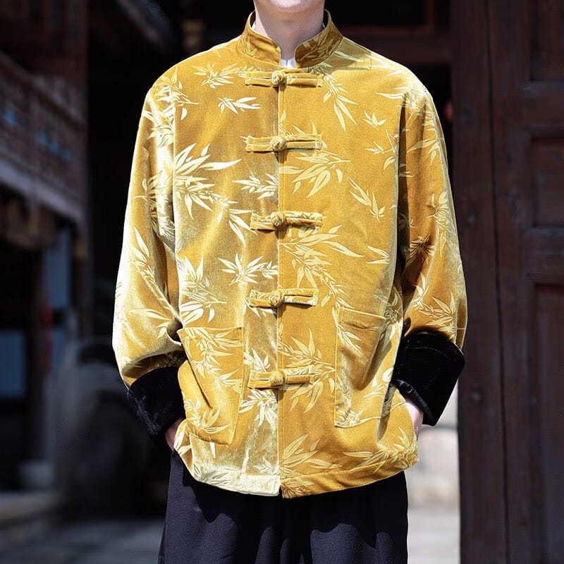 Bamboo Pattern Velvet Chinese Tang Suit Jacket for Winter