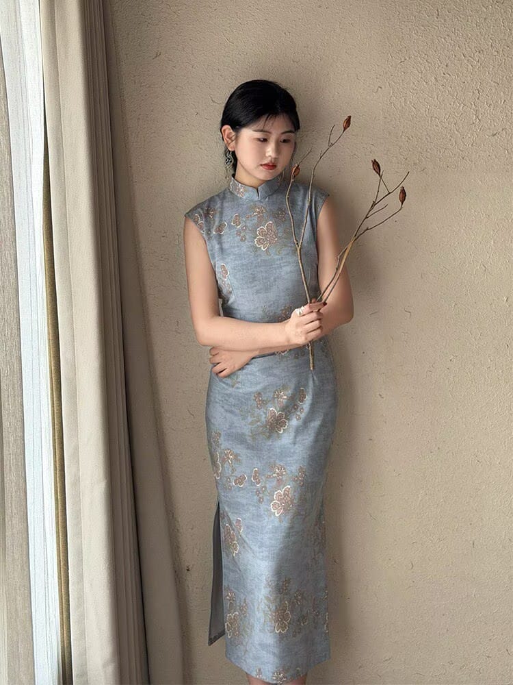 Phoebe Tencel linen midi Cheongsam