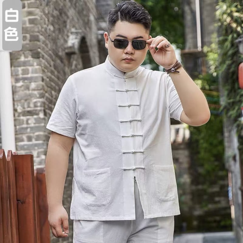 Plus size, Cotton fabric Tang suit shirt