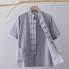 Sizes up to 8XL: Cotton Chinese-Style Tang Suit Shirt