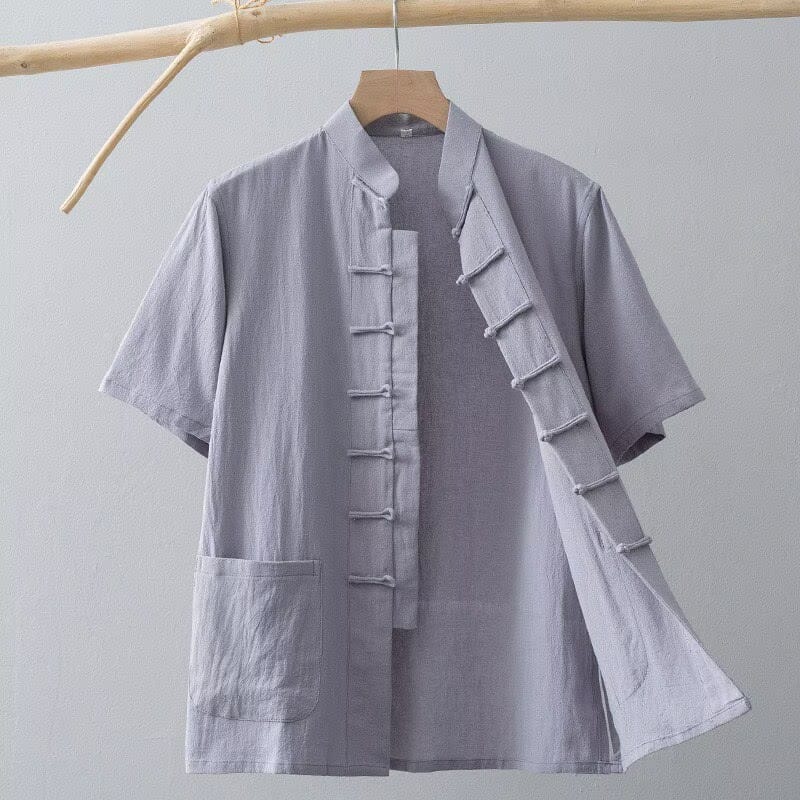 Sizes up to 8XL: Cotton Chinese-Style Tang Suit Shirt