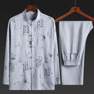 Calligraphy & Bamboo Print Men's Tang Suit Set