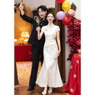 Butterfly embroidery, mermaid champagne long Cheongsam
