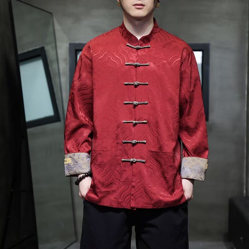 New Chinese Style (新中式), Mandarin Collar Frog Button Men Tang Suit Shirt