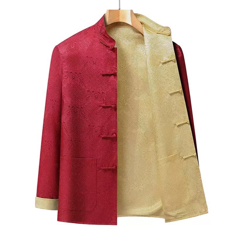 Reversible Chinese Tang Suit Jacket, Wave pattern Tang Suit Jacket