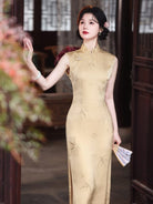 Gina Sleeveless bamboo leaf midi Cheongsam