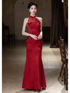 Chloe Elegant Halter Red Mermaid Cheongsam