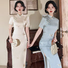 Hazel Butterfly embroidery Satin Cheongsam