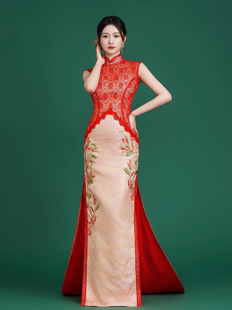 Victoria Embroidered Mermaid Cheongsam/ Bespoke Wedding Qipao