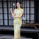 Glen Landscape Print Long Qipao Dress