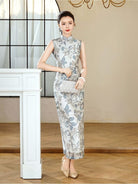 Tiffany Sleeveless Tencel‑Linen long Qipao