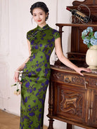Premium 19 Momme Natural Silk Floral Long Qipao