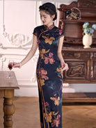 Luxury 19 Momme Natural Silk Floral Long Qipao